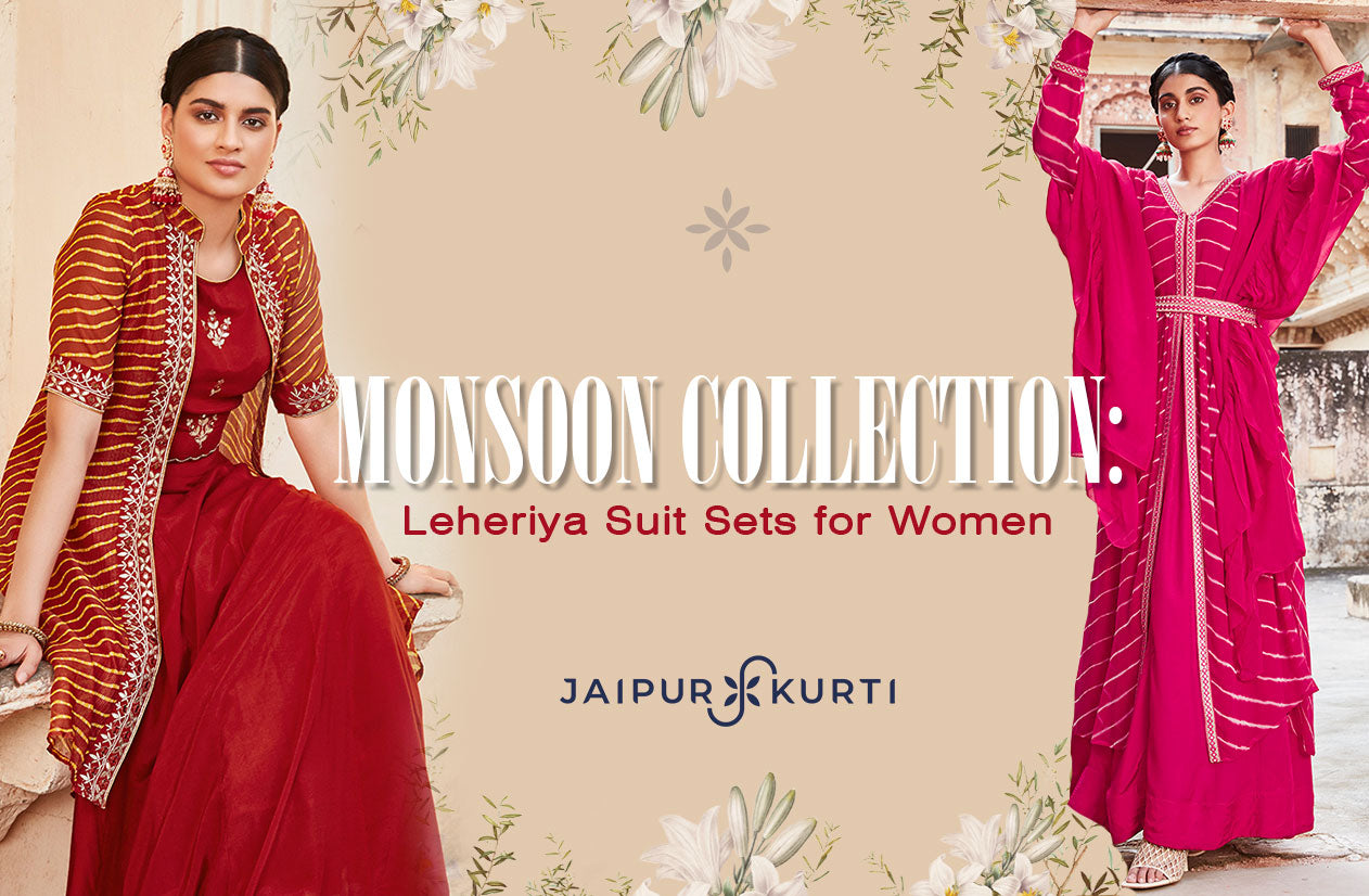 Monsoon Collection: Leheriya Suit Sets for Women by Jaipur Kurti