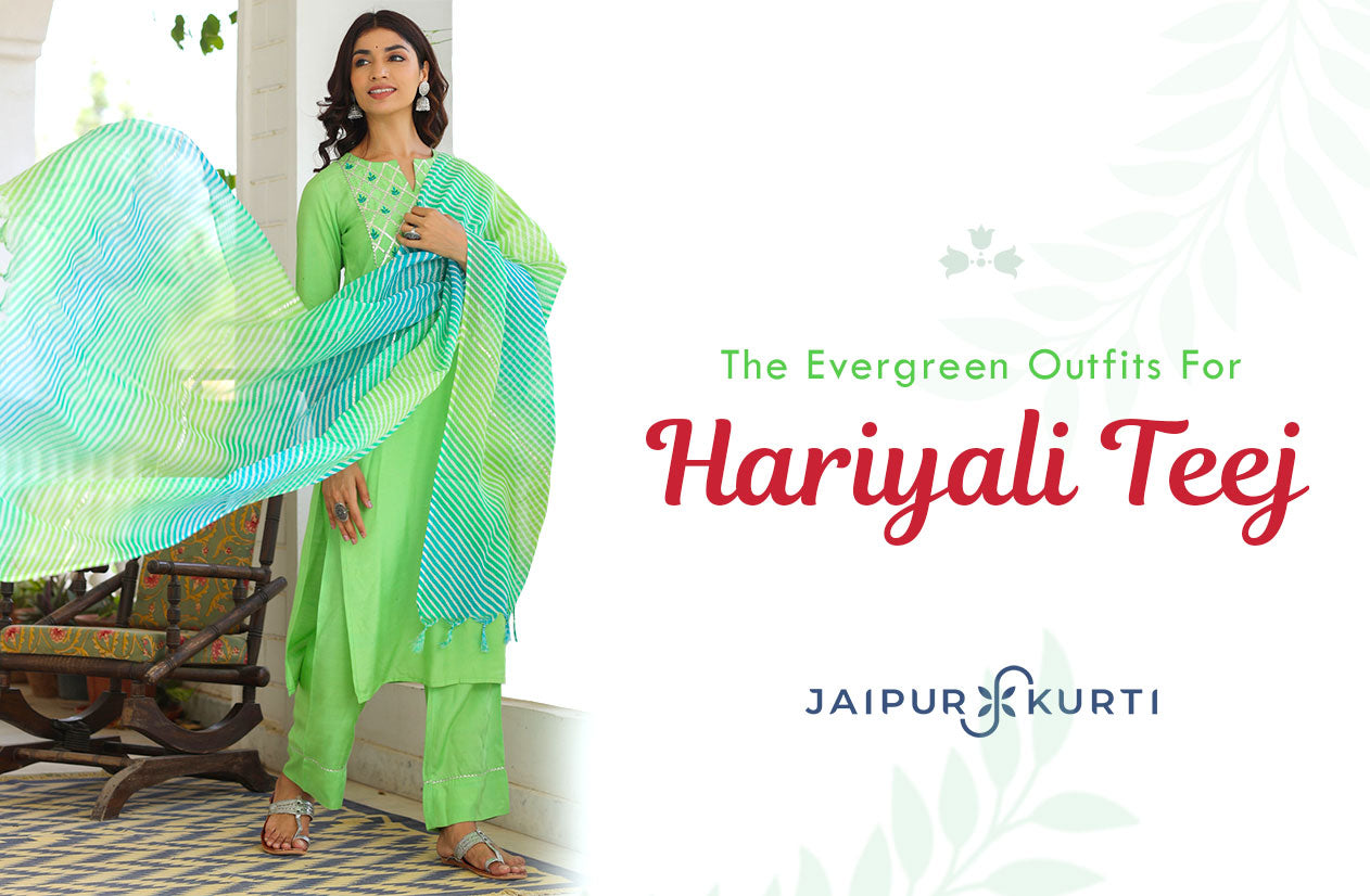 Evergreen Outfits For Hariyali Teej By Jaipur Kurti