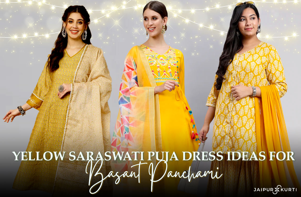 Yellow Saraswati Puja Dress Ideas for Basant Panchami 