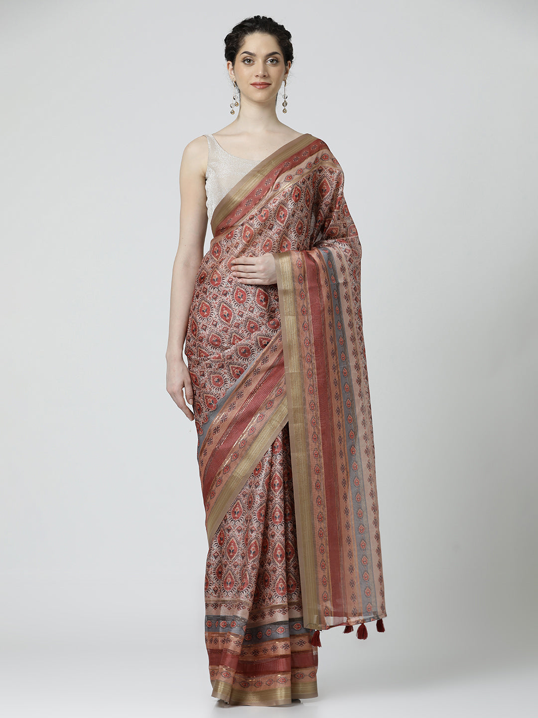 Multicolor Pure Georgette Geometric Printed Saree
