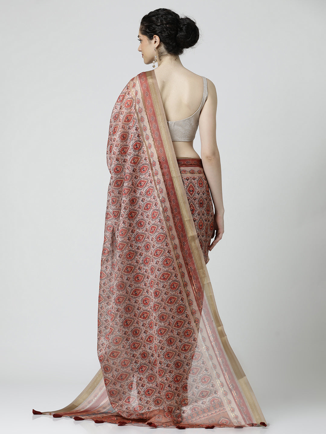 Multicolor Pure Georgette Geometric Printed Saree