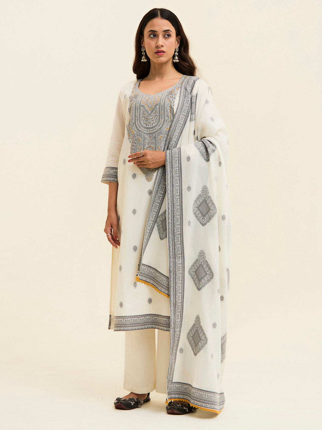 Black Hand Embroidered Suit Set