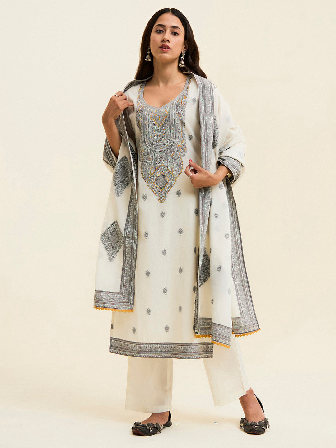 Black Hand Embroidered Suit Set