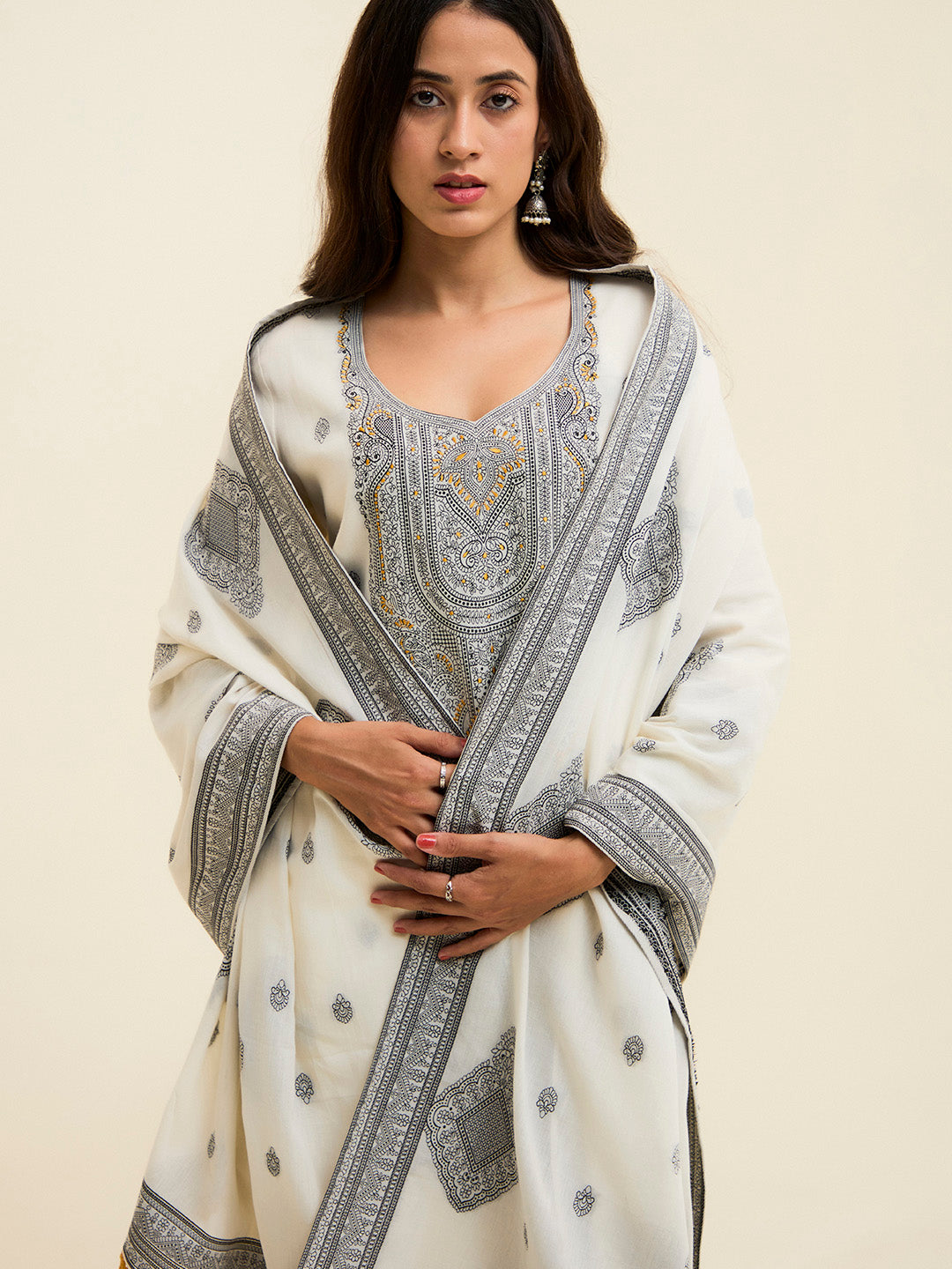 Black Hand Embroidered Suit Set