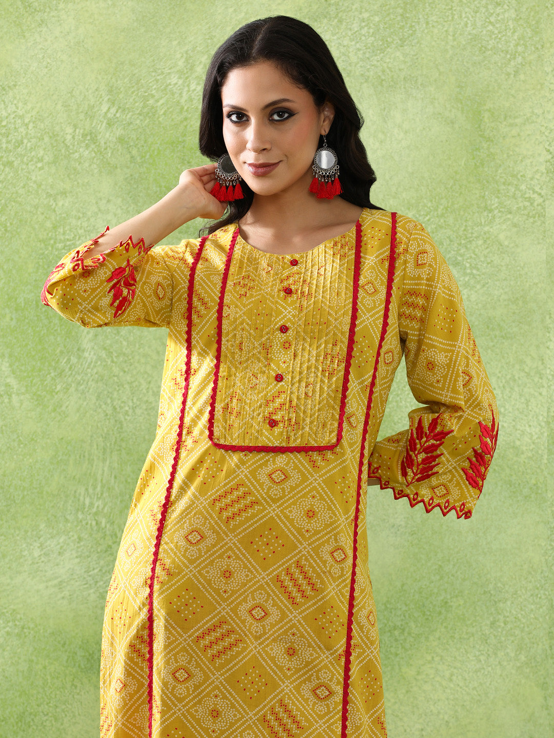 Bandhani Embroidered Straight Pure Cotton Kurta