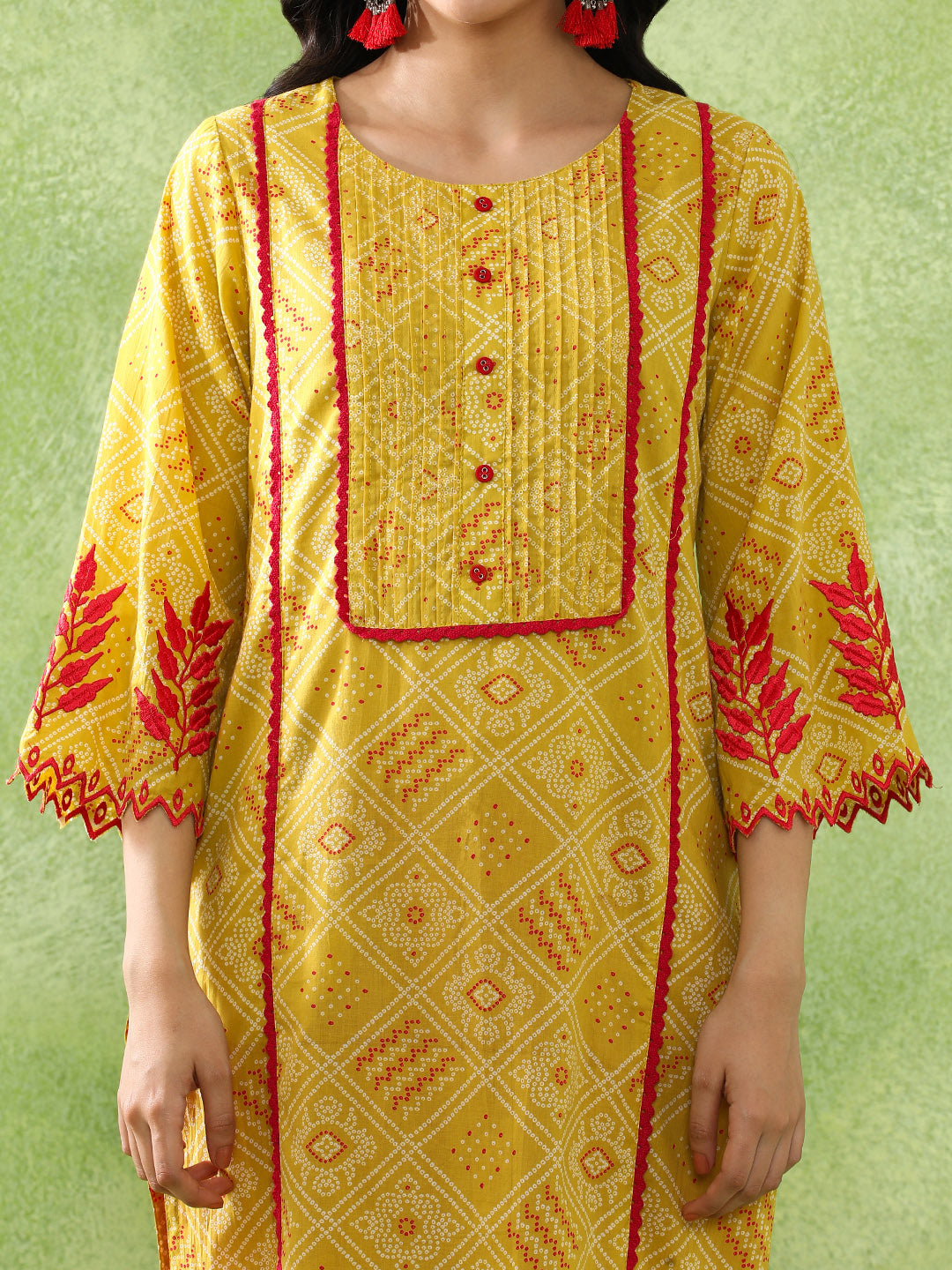 Bandhani Embroidered Straight Pure Cotton Kurta
