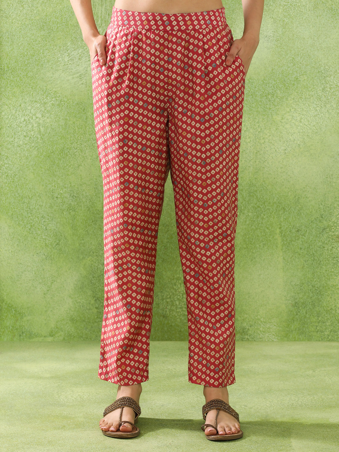 Floral Embroidered A-Line Cotton Blend Kurta & Trousers Sets