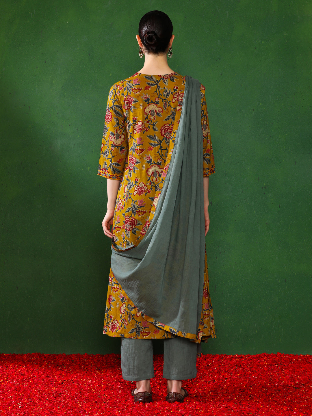 Floral Embroidered A-Line Kurta & Trousers Sets