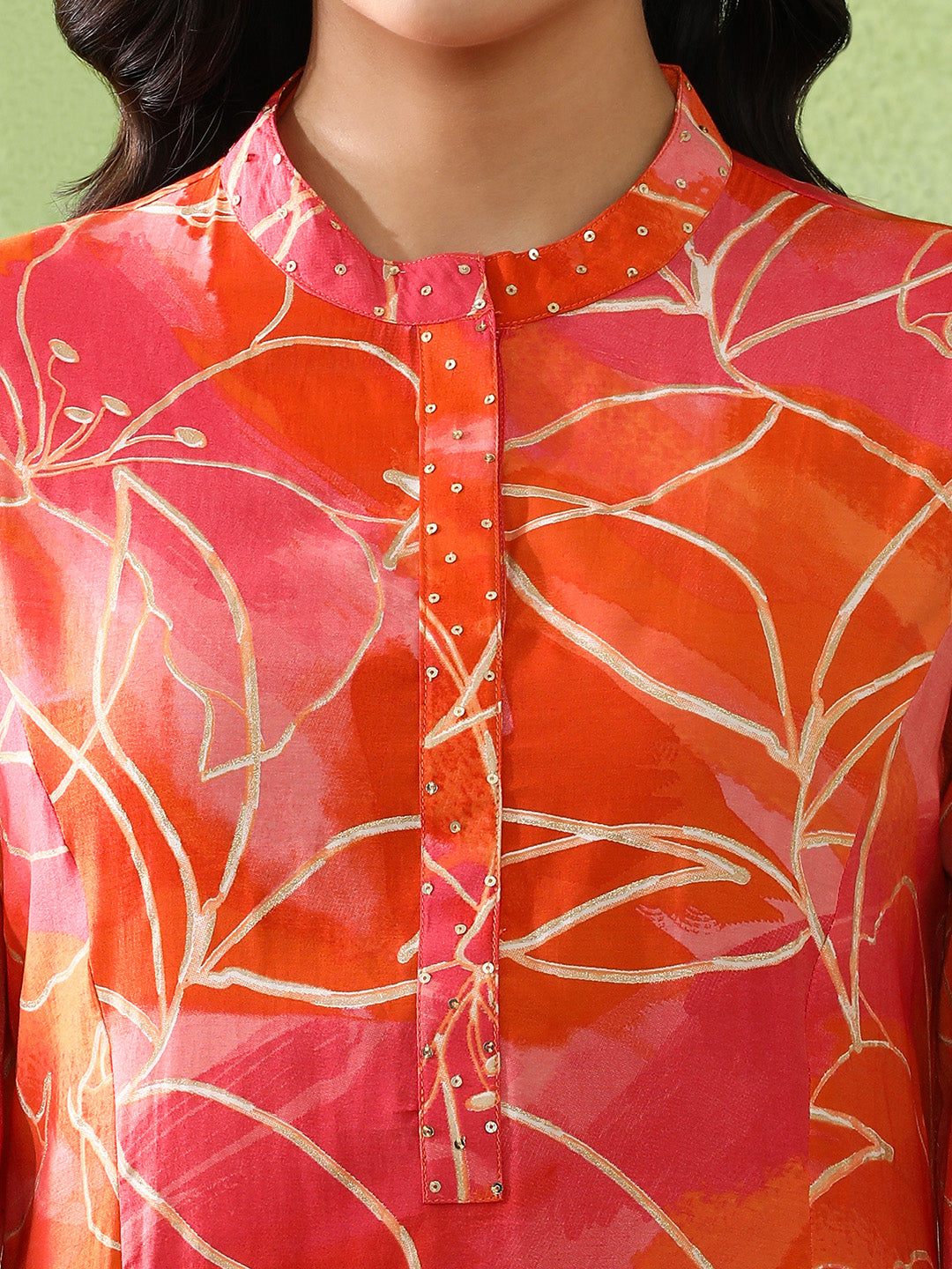 Floral Embroidered Straight Cotton Blend Kurta