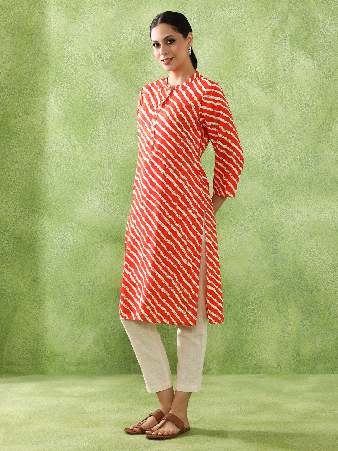 Leheriya Printed Straight Kurta
