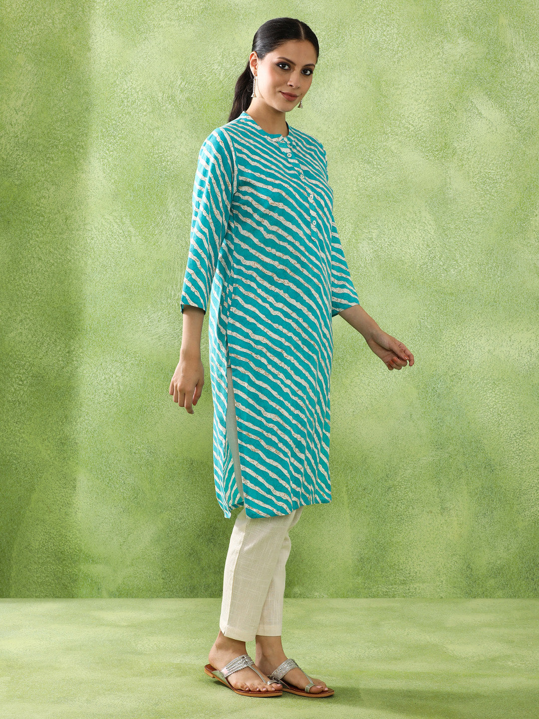 Leheriya Printed Straight Kurta