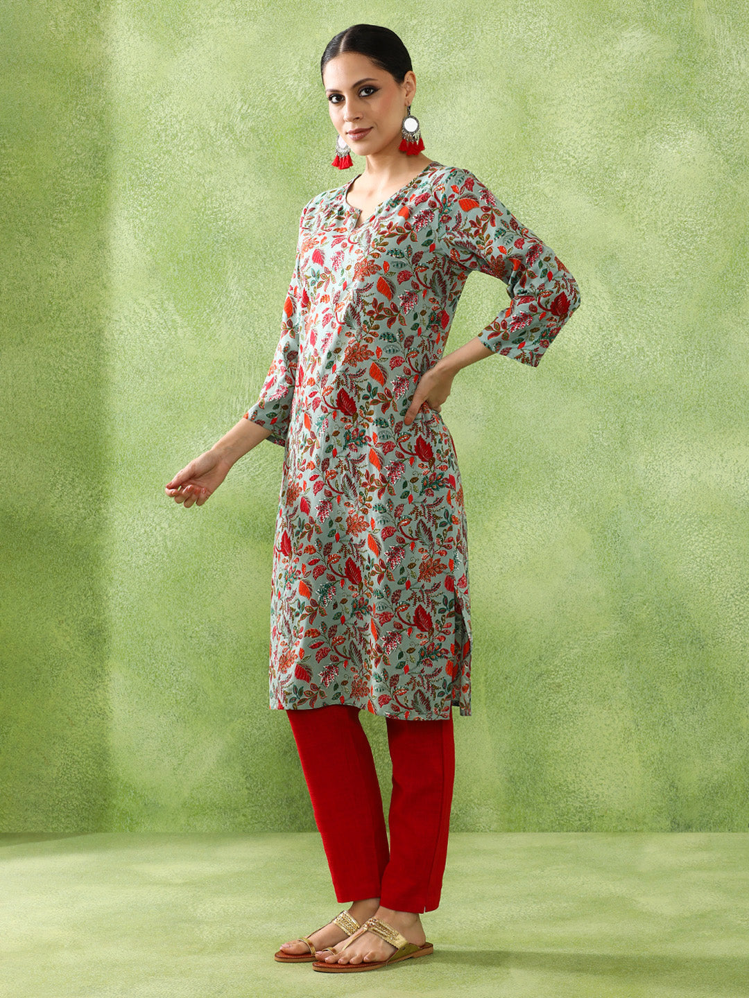 Floral Printed Straight Kurta