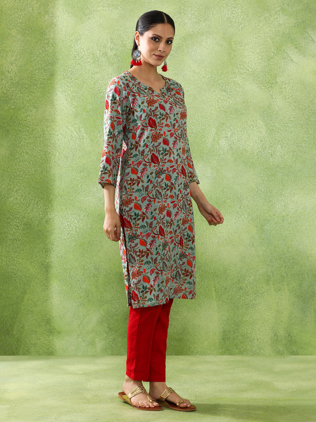 Floral Printed Straight Kurta