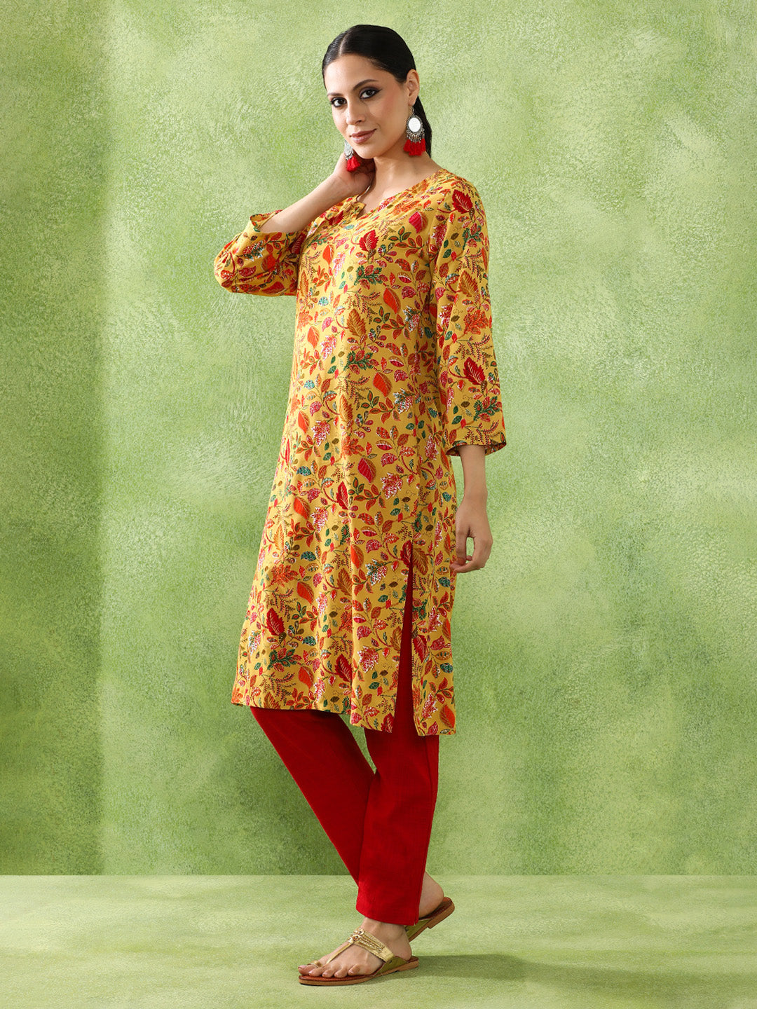 Floral Printed Straight Kurta