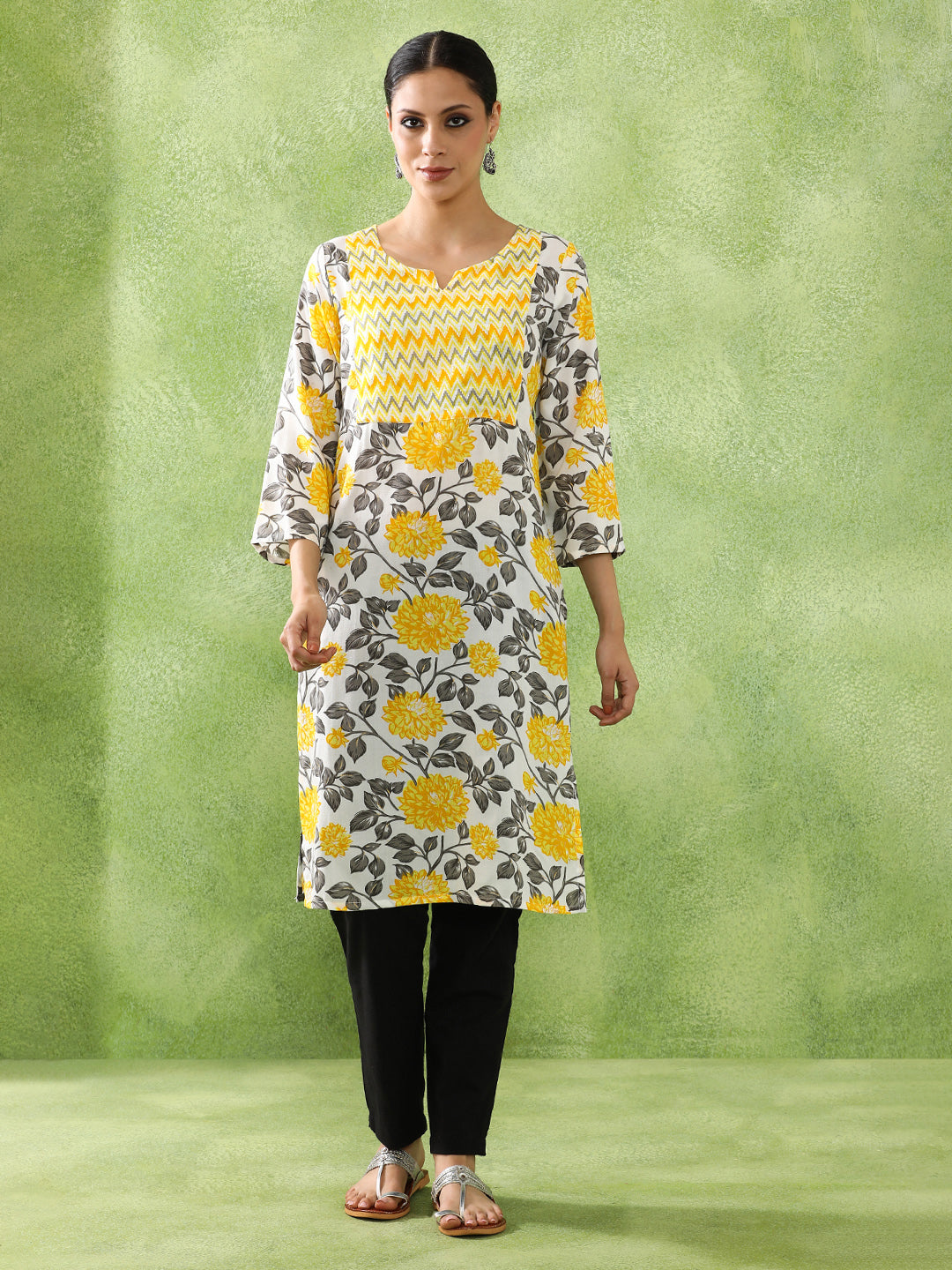 Floral Printed Straight Kurta