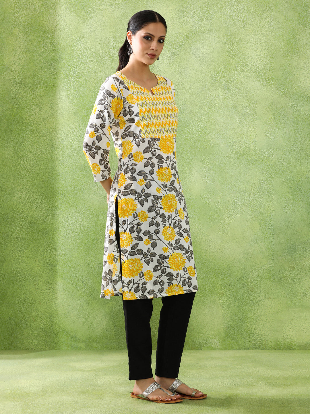 Floral Printed Straight Kurta