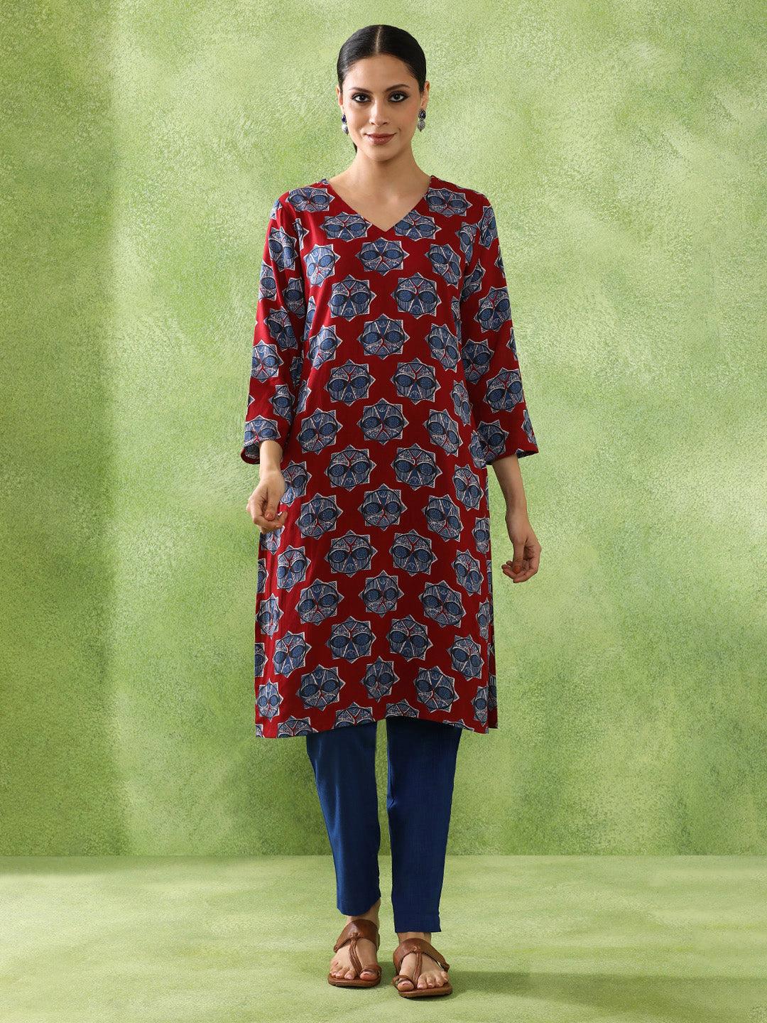Floral Printed Straight Kurta
