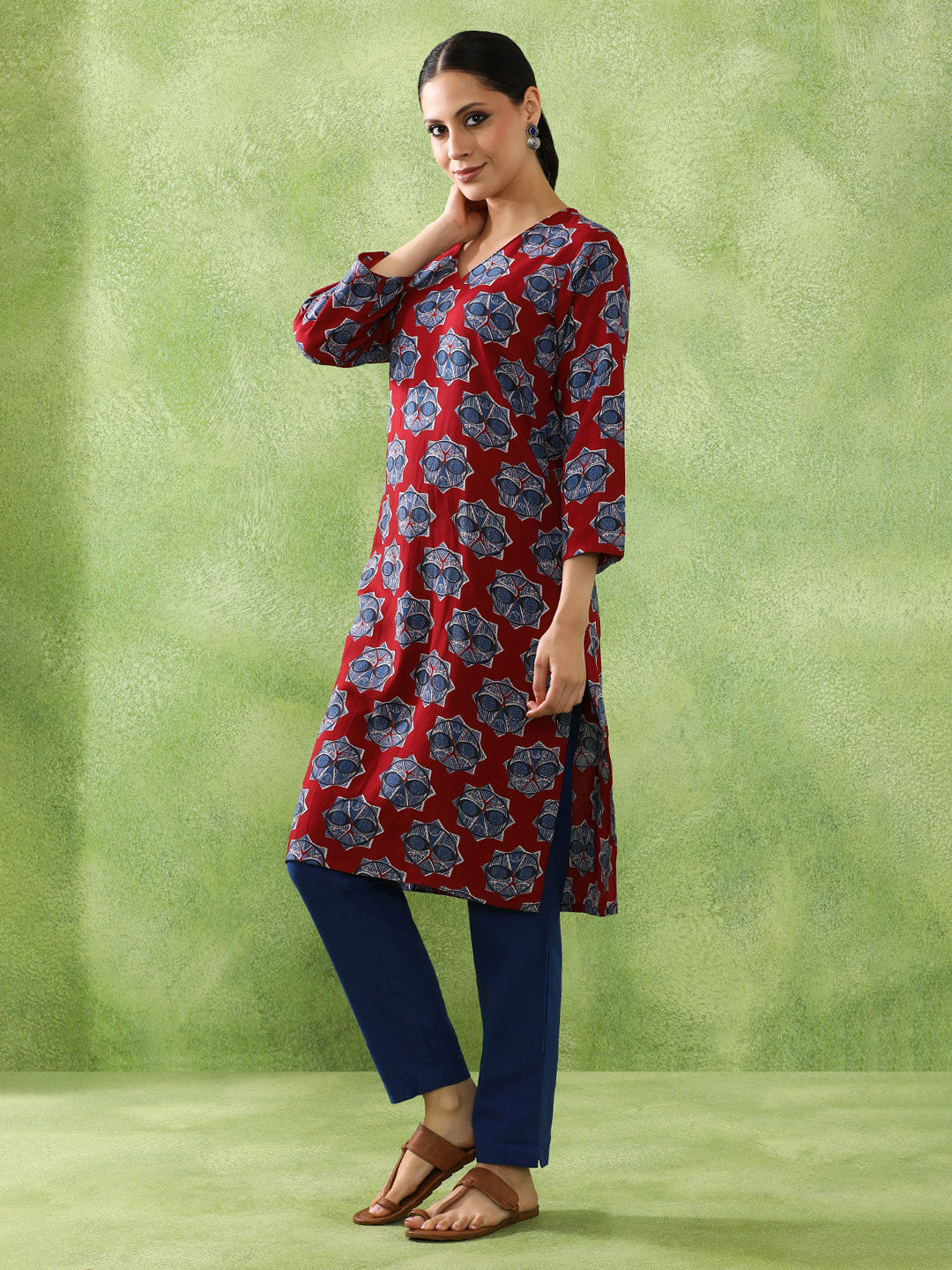 Floral Printed Straight Kurta