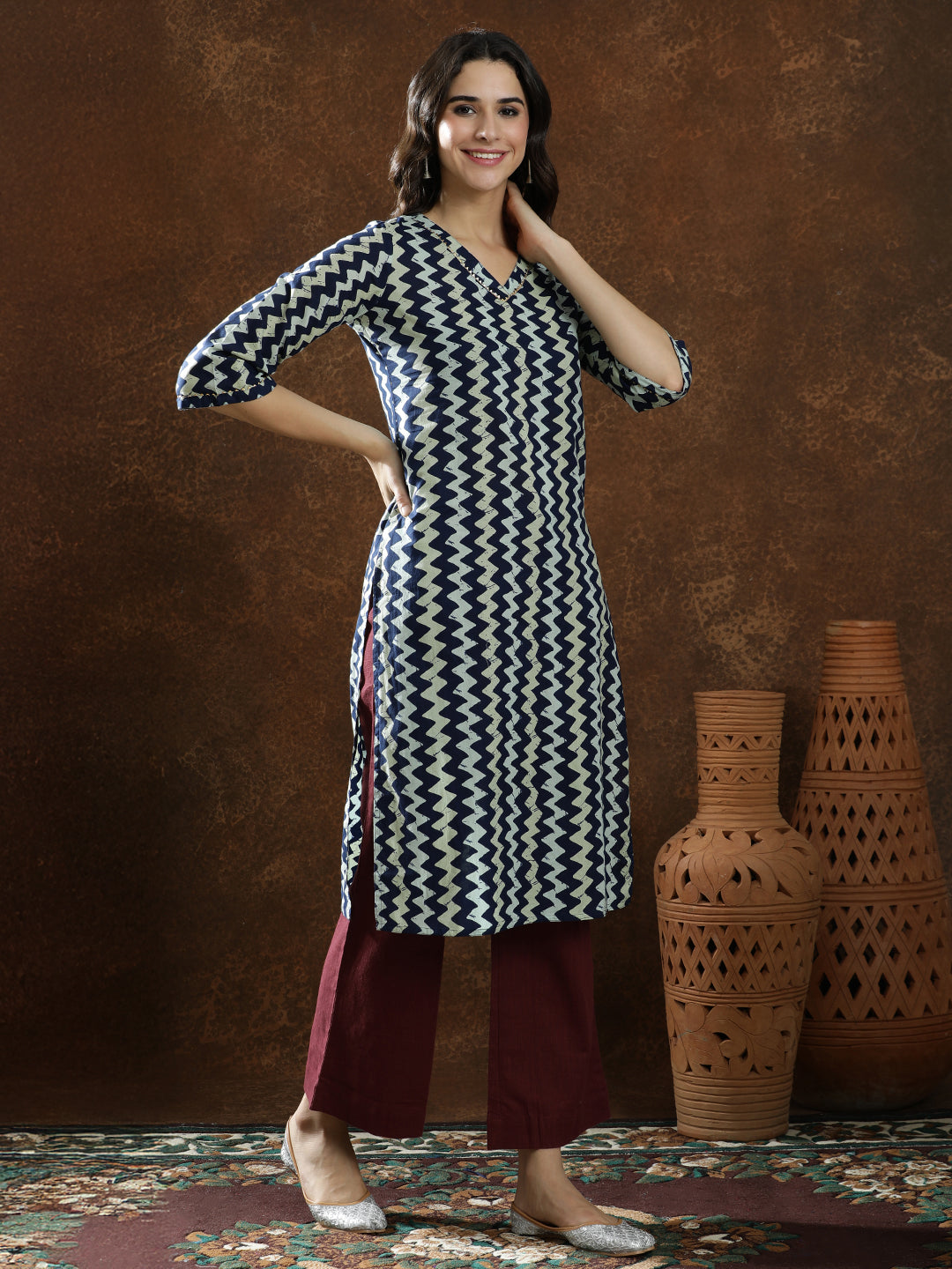 Floral Printed Straight Pure Cotton Kurta