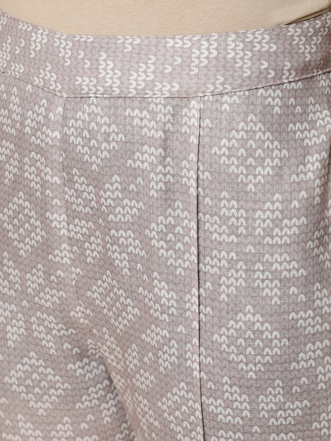 Grey Geometric Printed Short Kurta And Pants Co-ord Sets