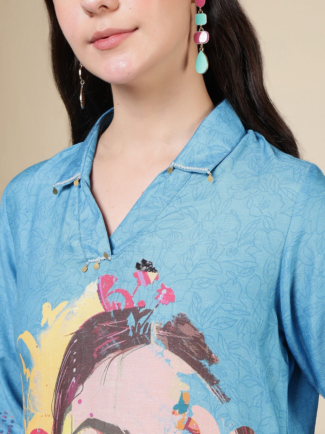 Abstract Embroidered Straight Kurta & Trousers Sets