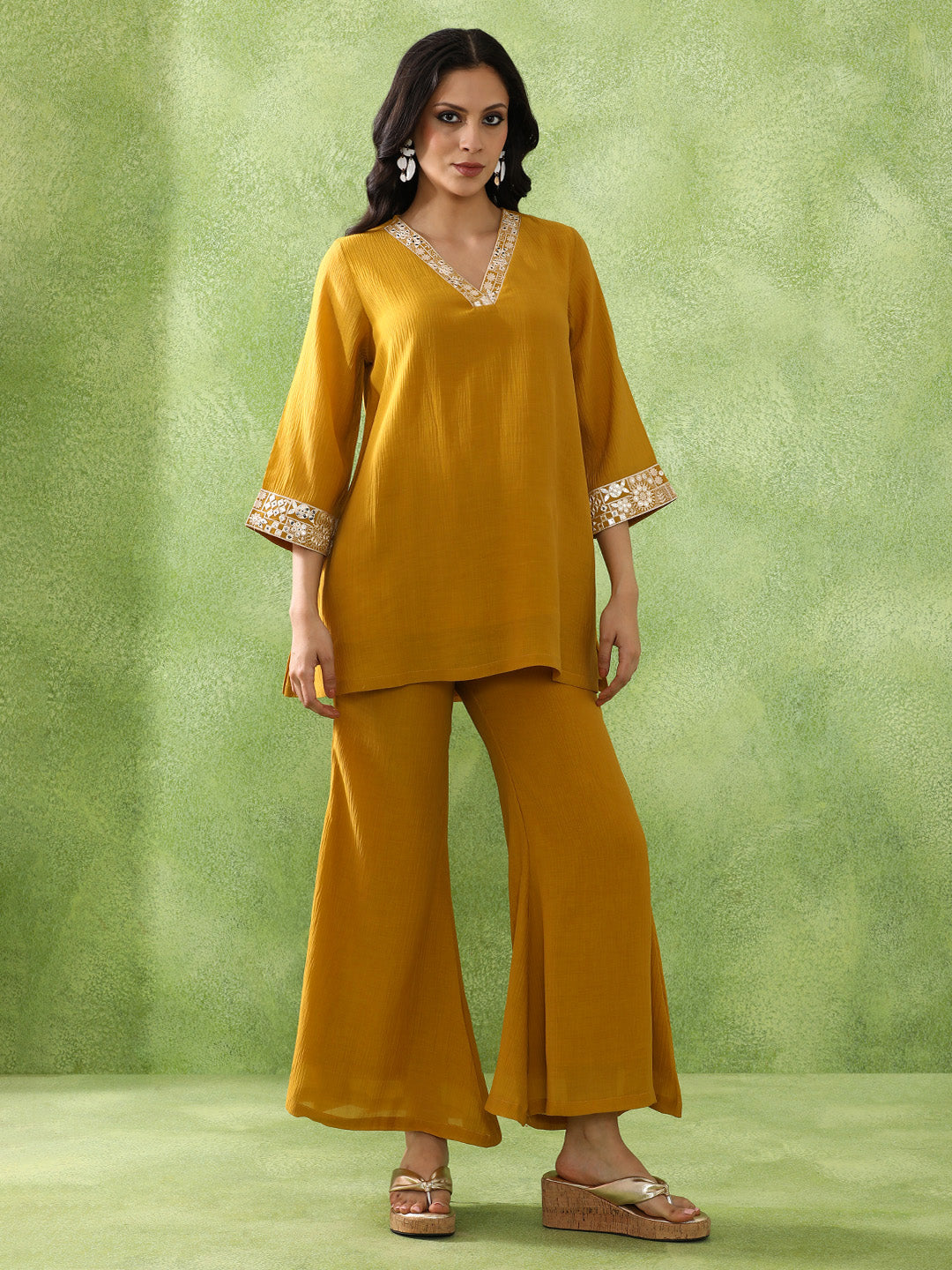 Embroidered A-Line Silk Blend Kurta & Sharara Sets