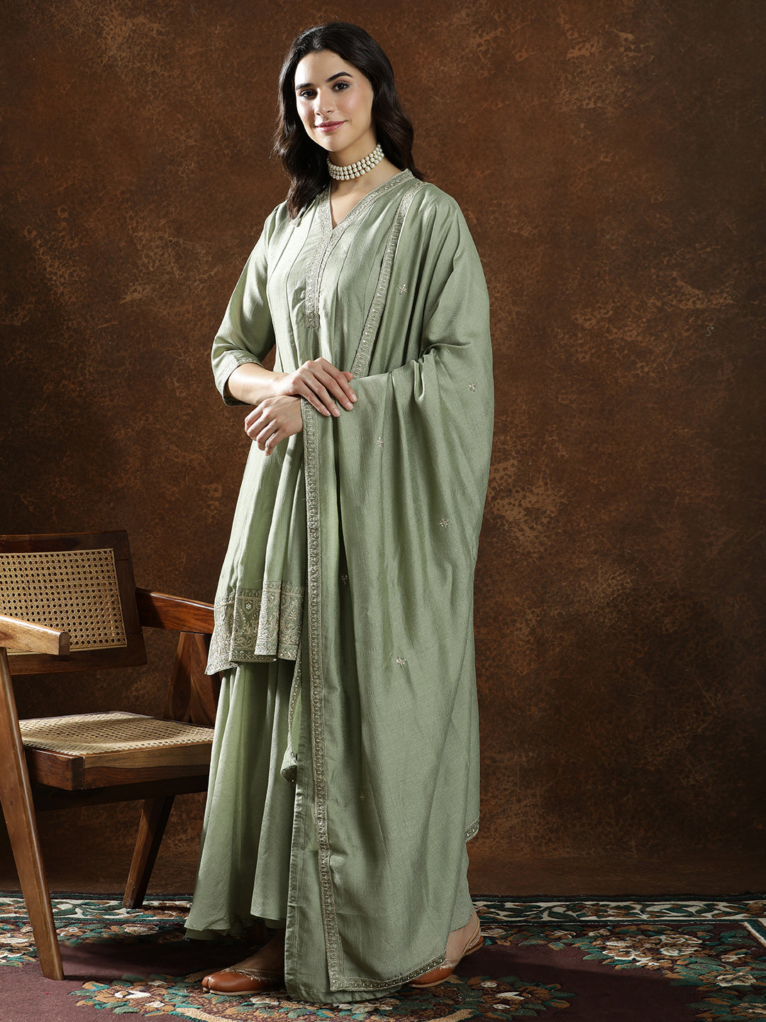 Floral Embroidered A-Line Kurta & Sharara Sets