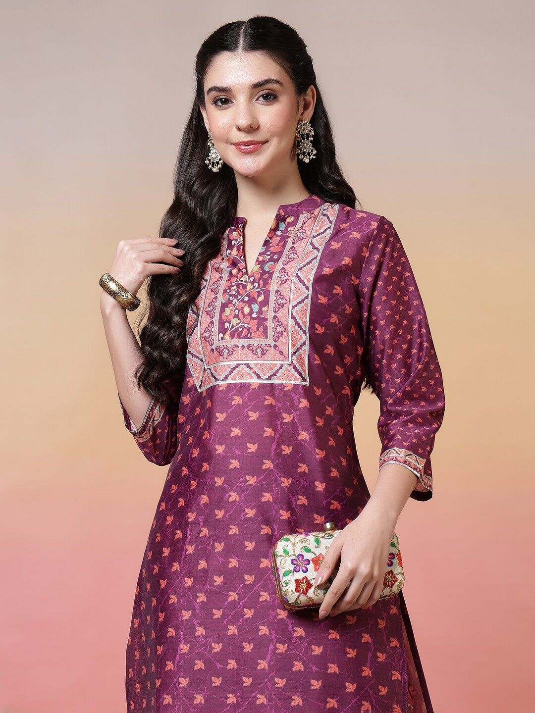 Floral Printed Straight Kurta & Trousers Sets