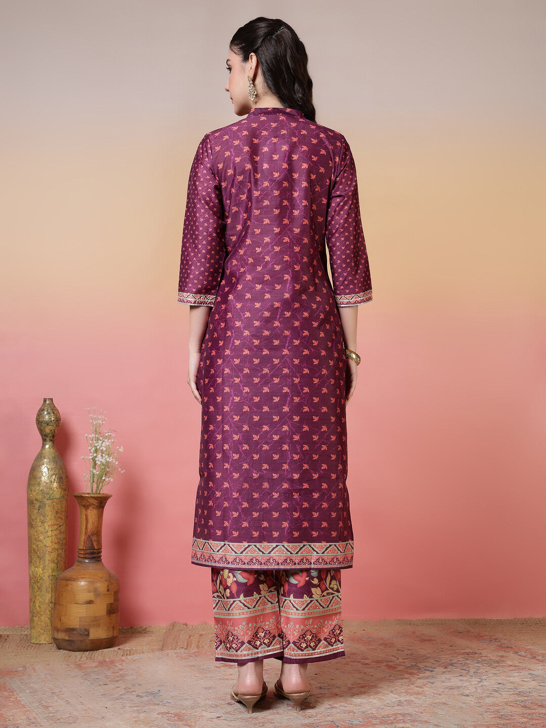Floral Printed Straight Kurta & Trousers Sets
