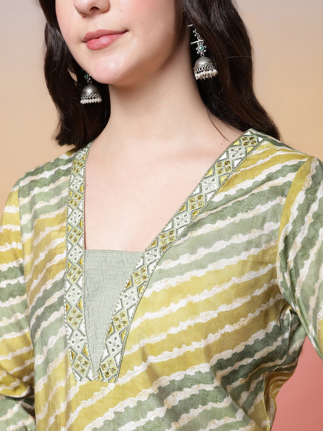 Leheriya Embroidered Straight Kurta & Trousers Sets