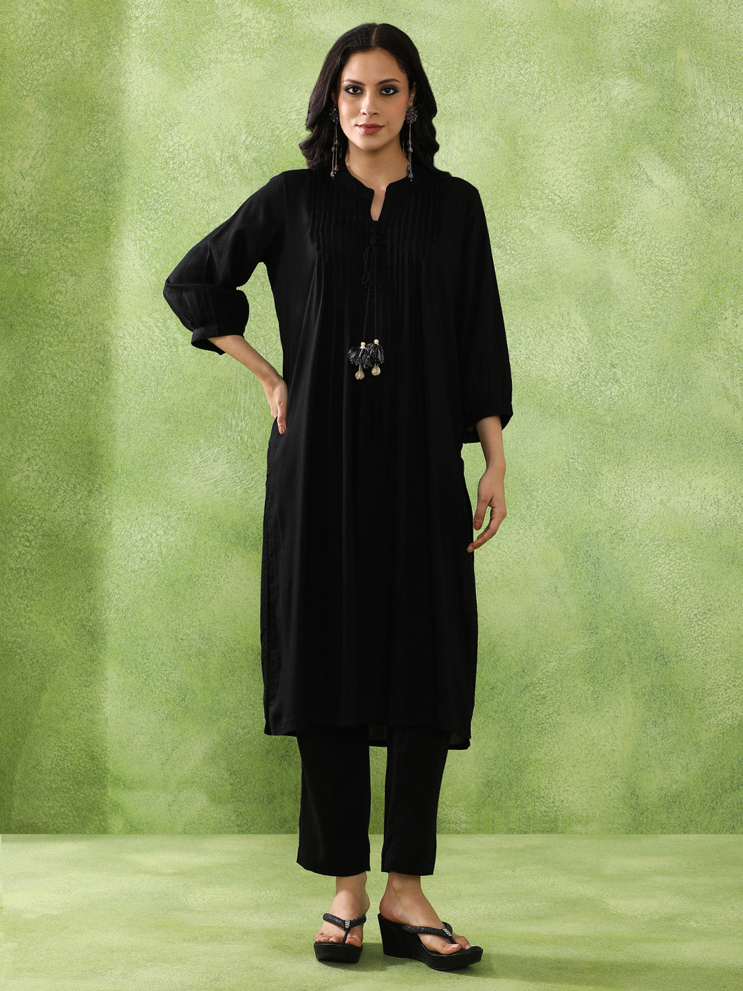 Embroidered Straight Kurta & Trousers Sets