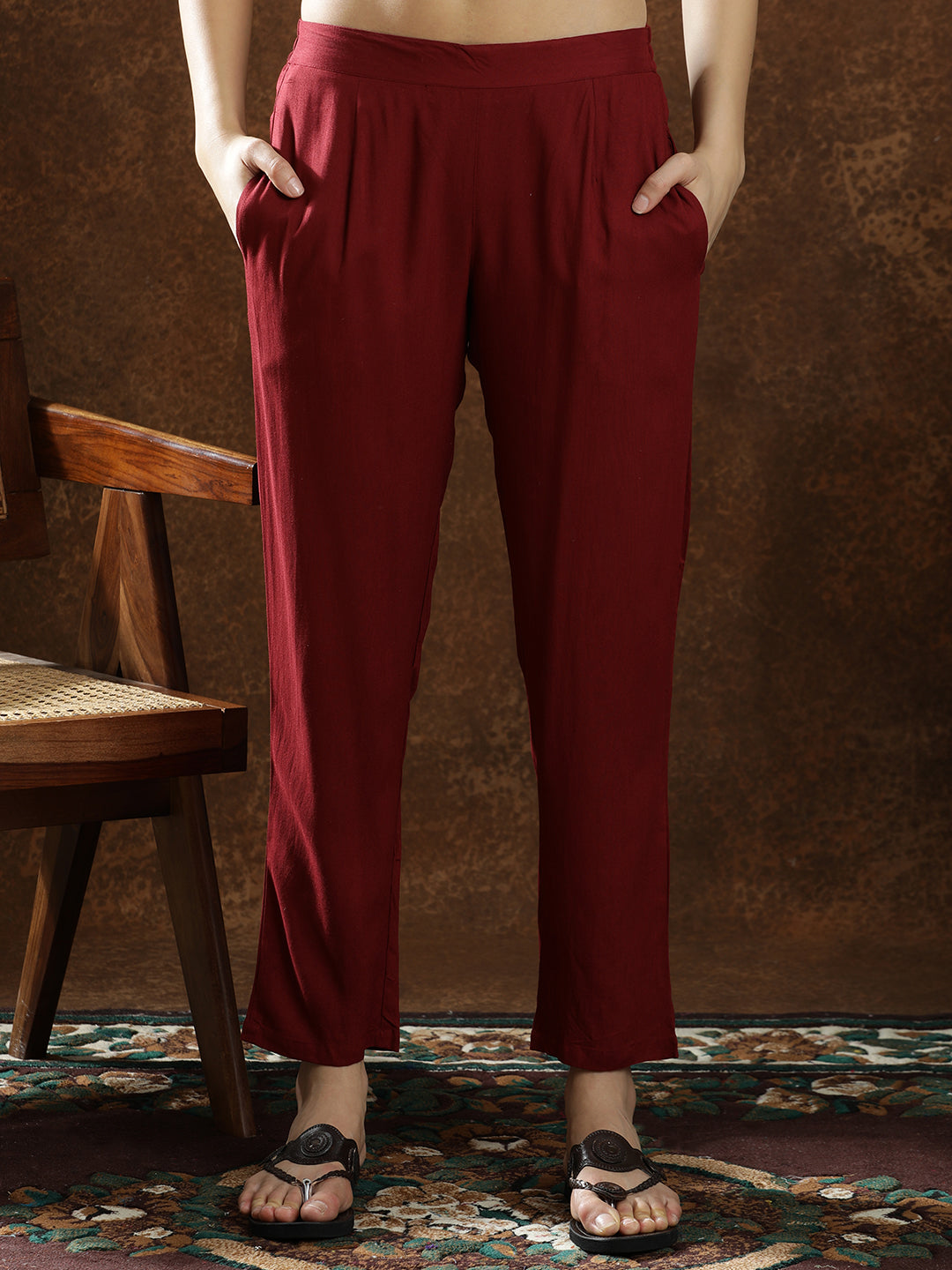 Floral Embroidered Straight Kurta & Trousers Sets