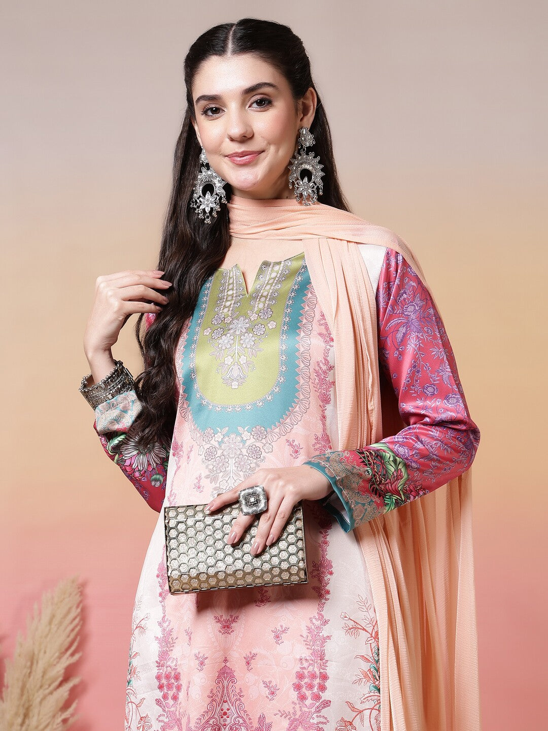 Floral Printed Straight Kurta & Trousers Sets