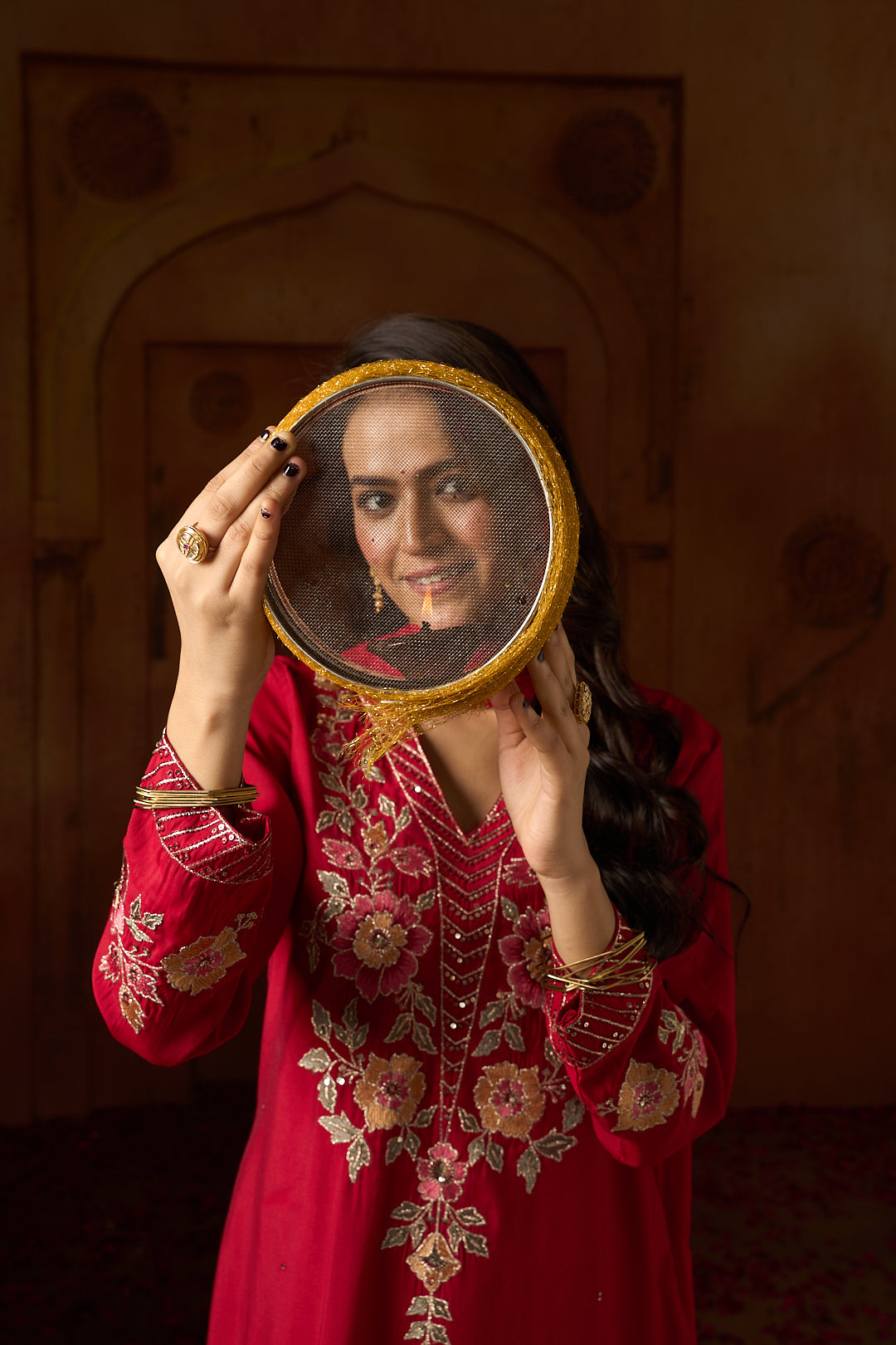 Floral Embroidered Straight Silk Blend Kurta & Trousers Sets