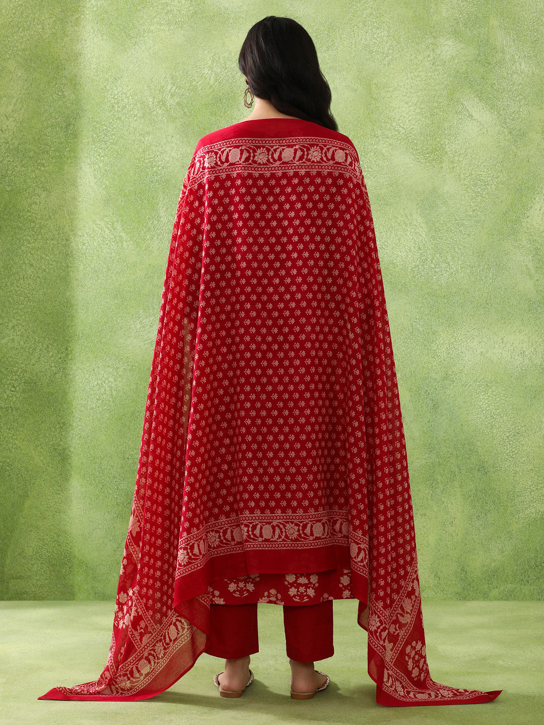 Floral Printed A-Line Pure Cotton Kurta & Trousers Sets