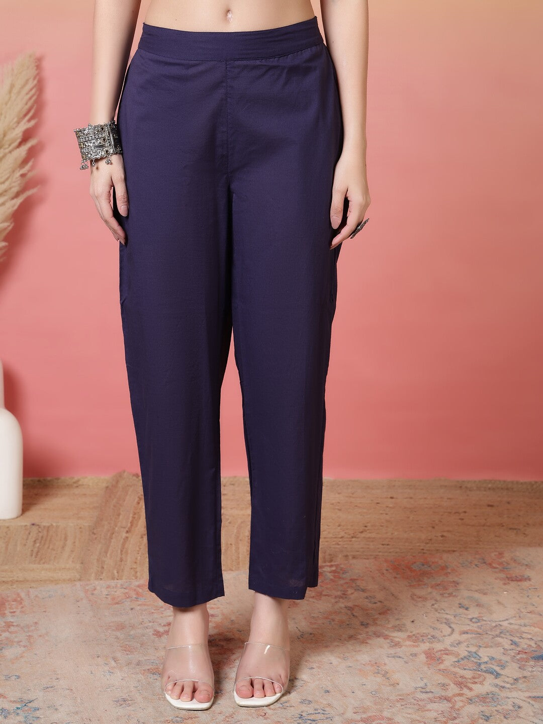 Floral Embroidered Straight Kurta & Trousers Sets