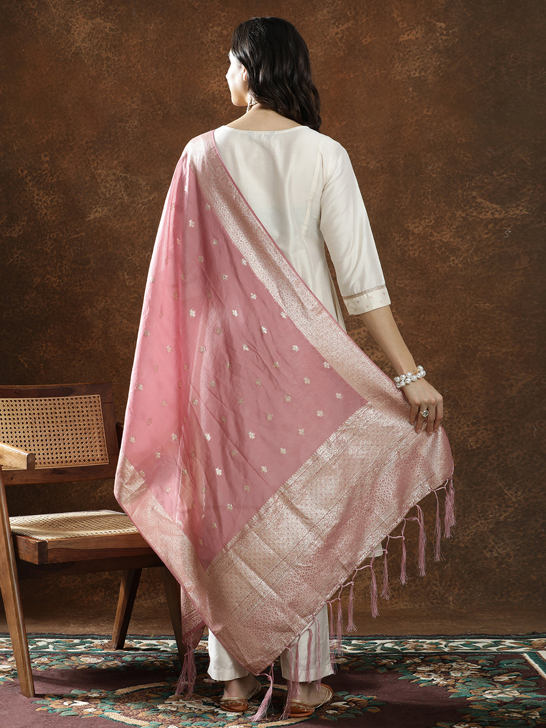 Floral Embroidered A-Line Kurta & Trousers Sets