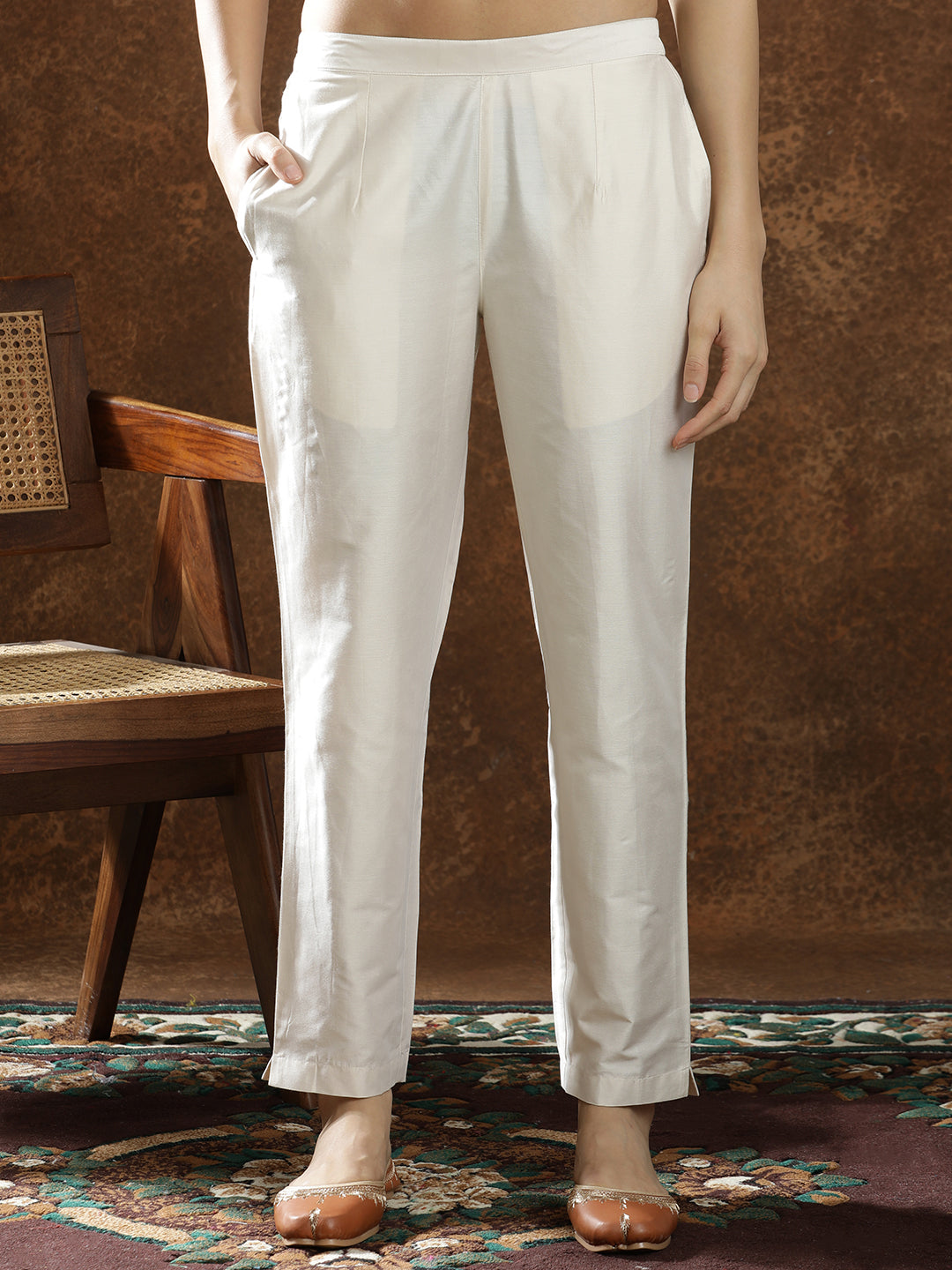 Floral Embroidered A-Line Kurta & Trousers Sets