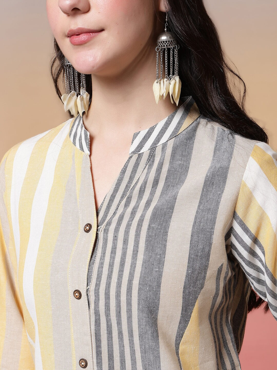 Striped Printed Straight Pure Cotton Kurta