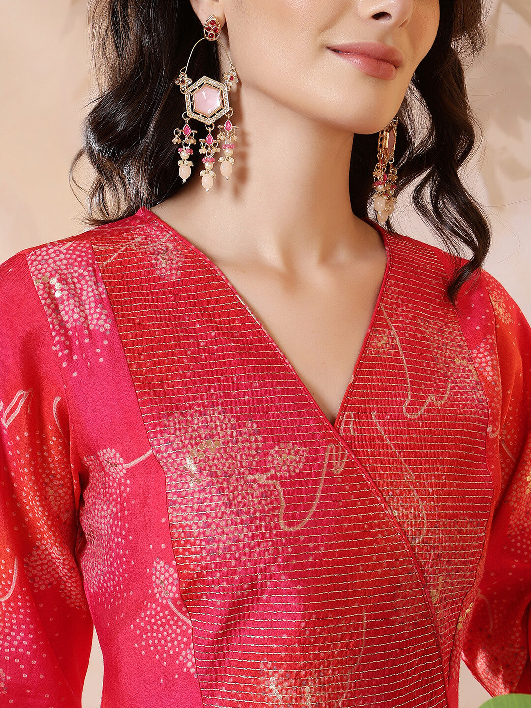 Bandhani Embroidered Straight Cotton Blend Kurta