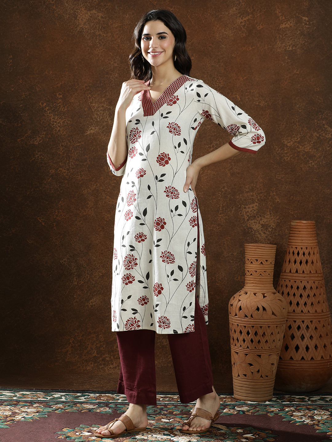 Floral Printed Straight Kurta