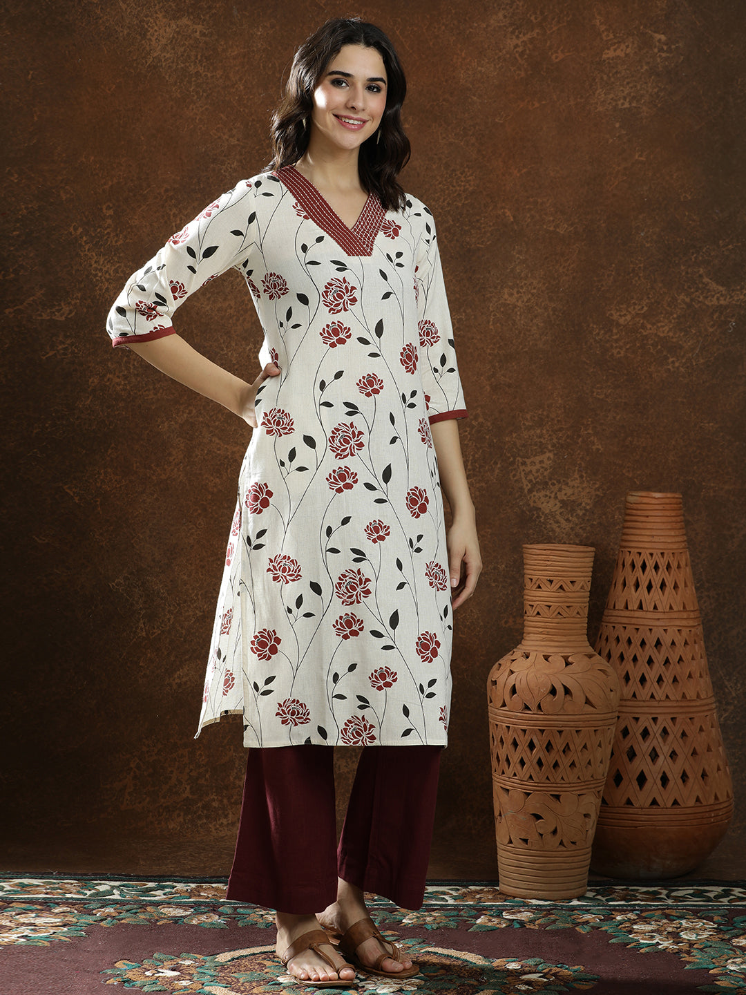 Floral Printed Straight Kurta