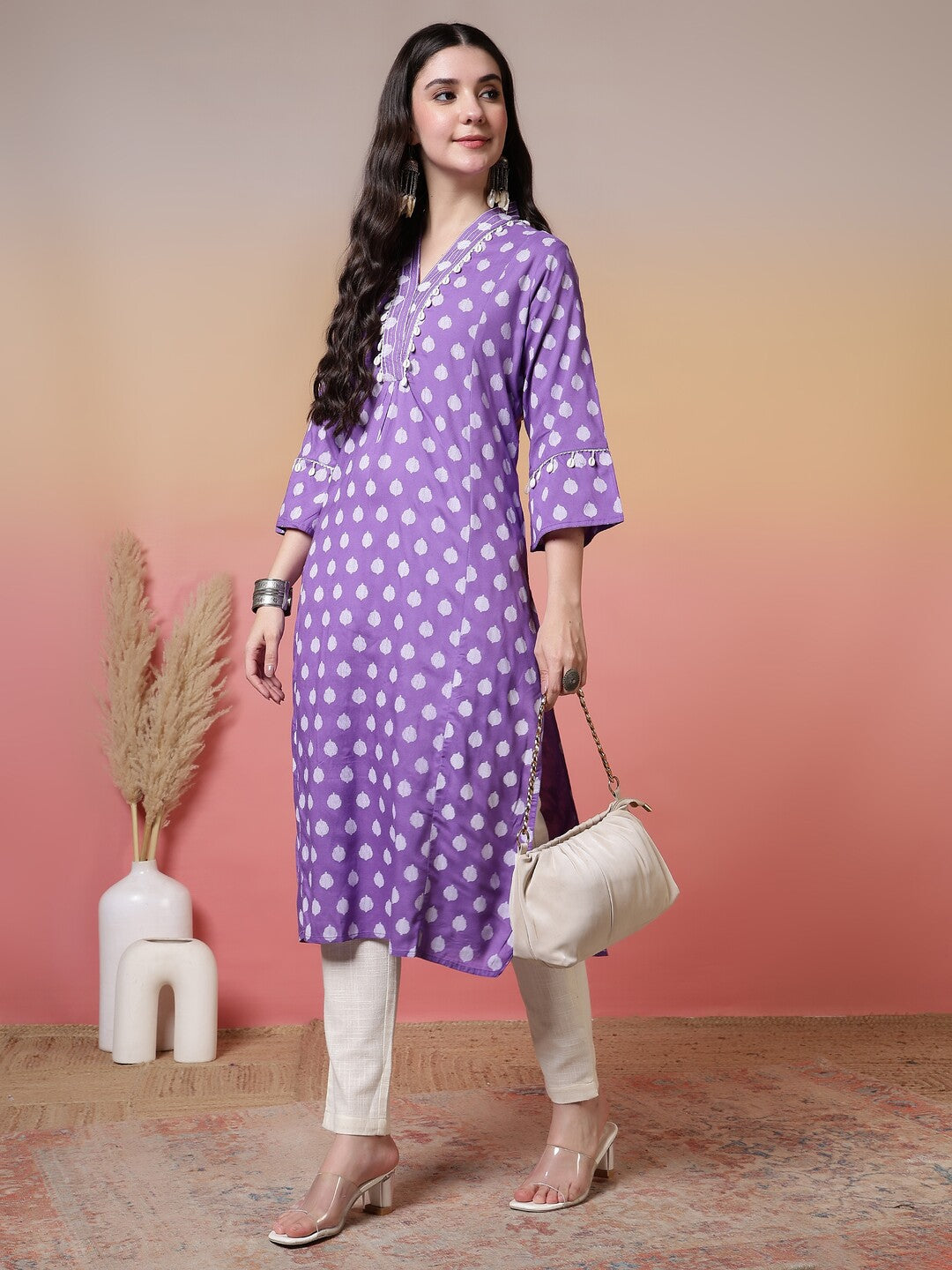 Floral Embroidered A-Line Kurta