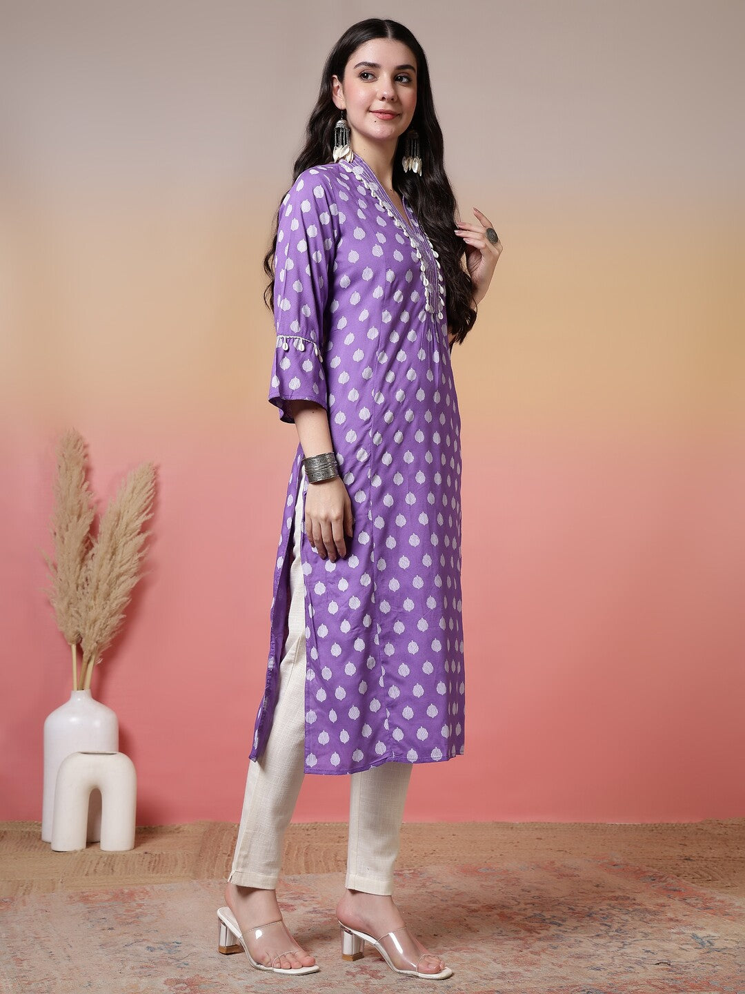 Floral Embroidered A-Line Kurta