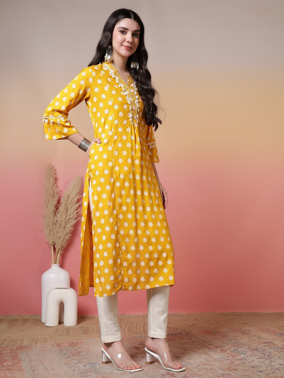 Floral Embroidered A-Line Kurta
