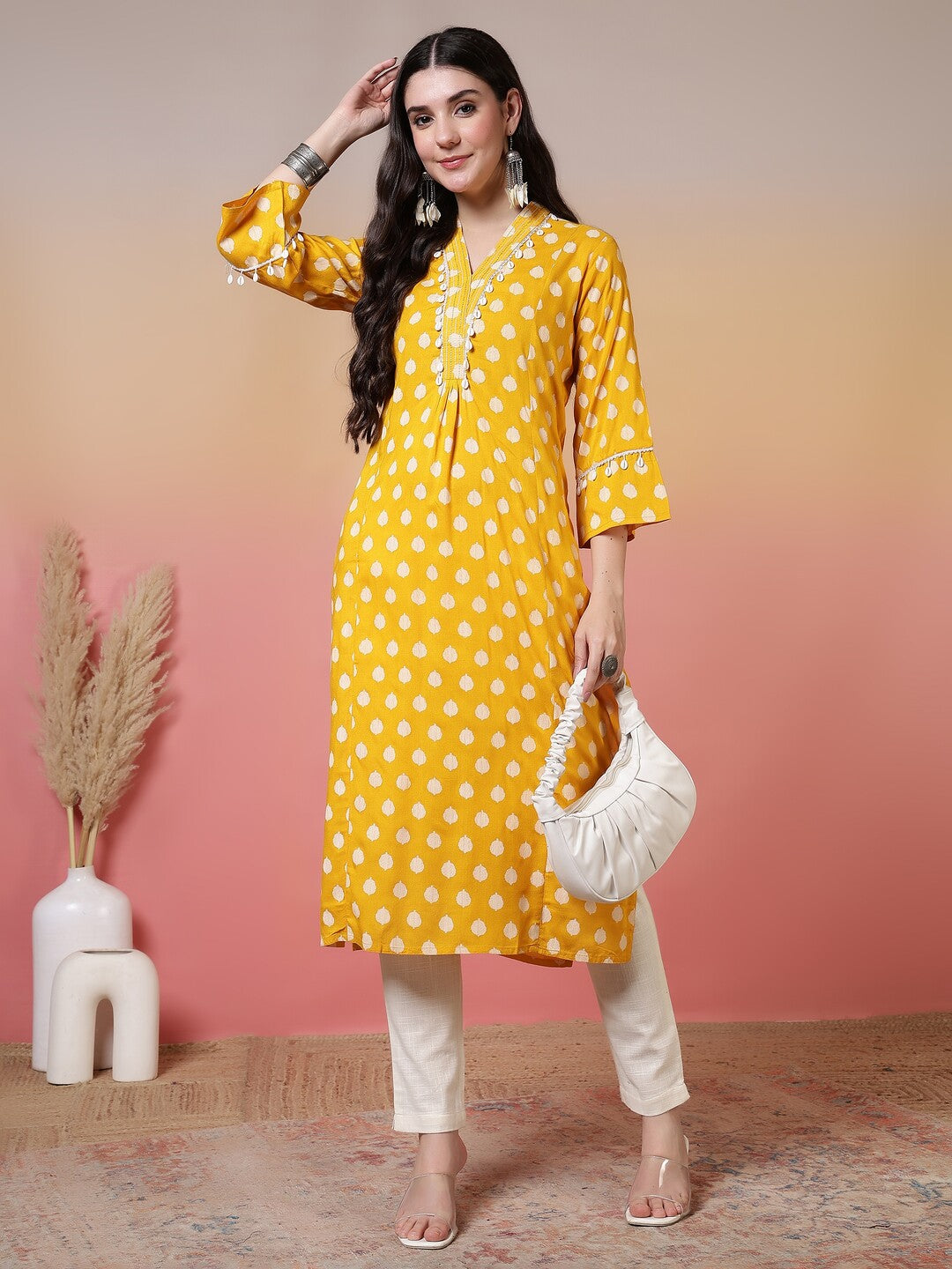 Floral Embroidered A-Line Kurta
