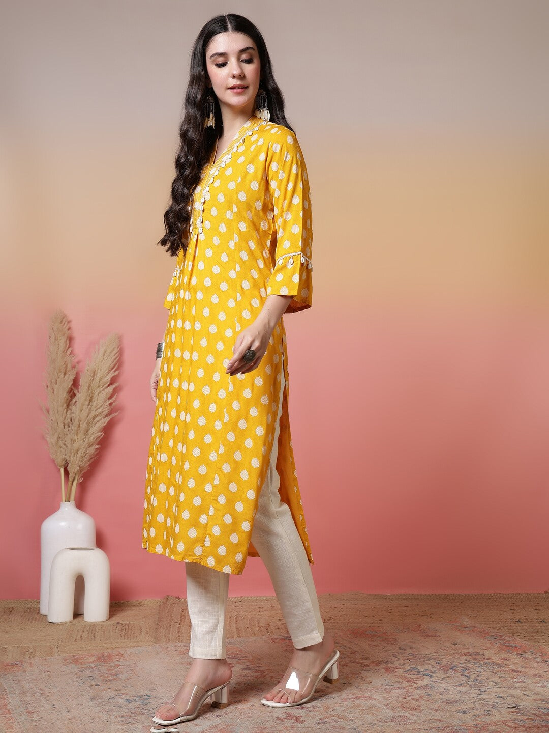 Floral Embroidered A-Line Kurta