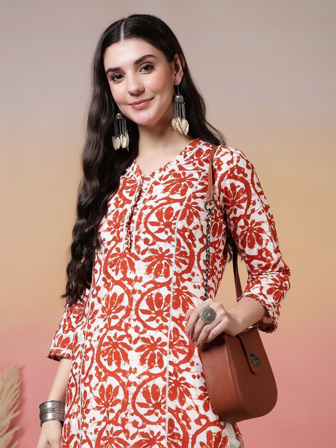Floral Embroidered A-Line Kurta