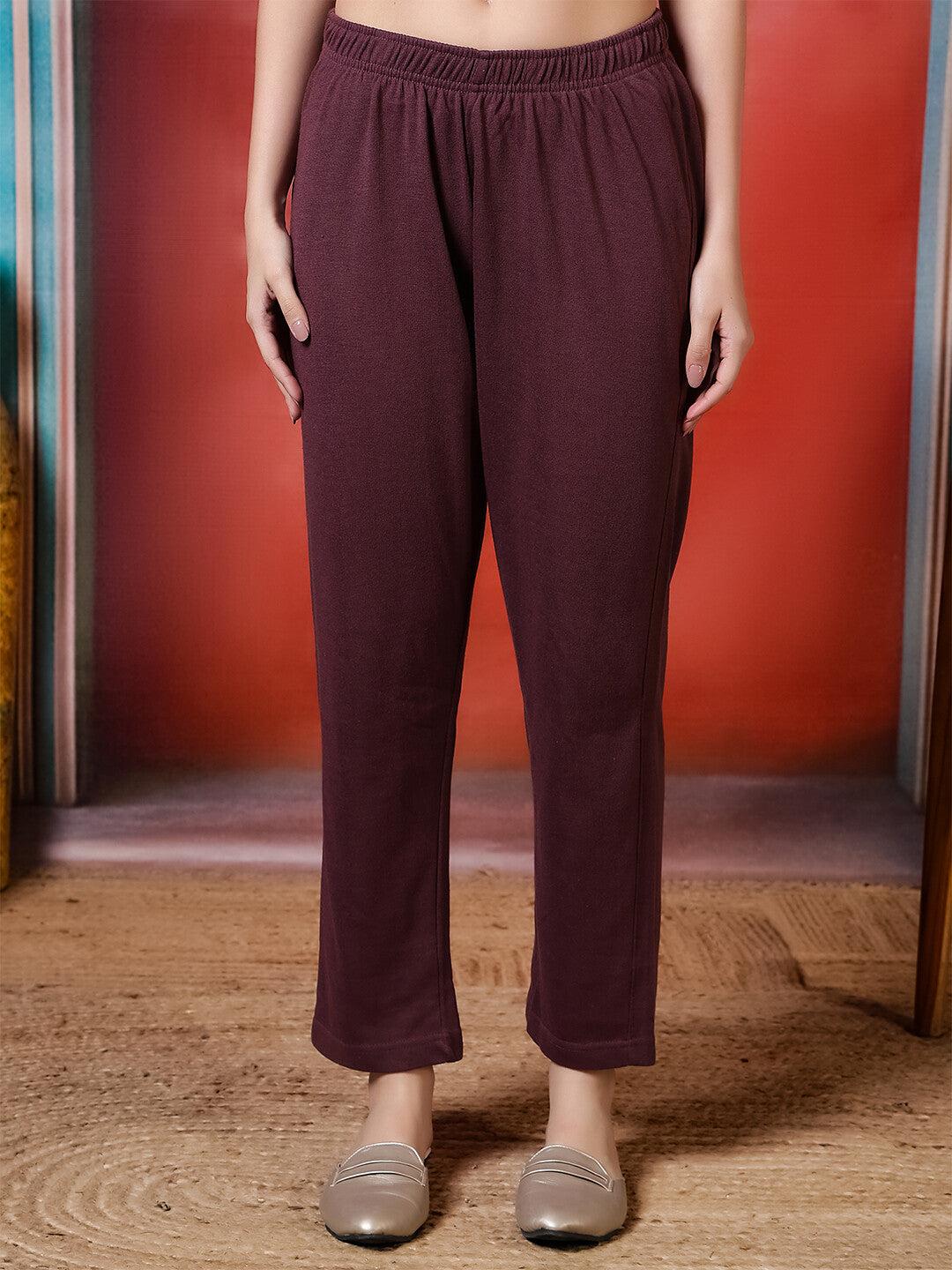 Floral Woven Design A-Line Winter Wear Kurta & Trousers Sets