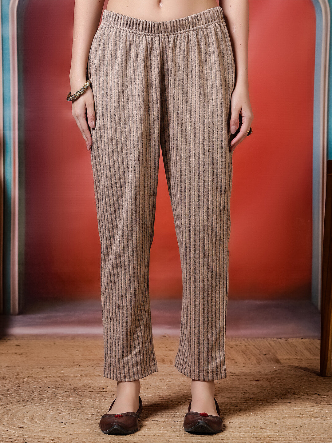 Floral Embroidered Straight Winter Wear Kurta & Trousers Sets